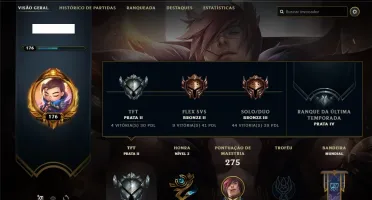 Conta bronze 3 com 133 skins e 105 champs