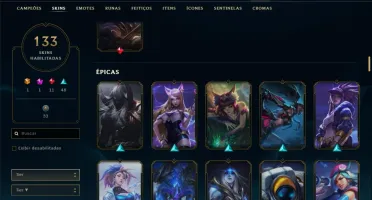 Conta bronze 3 com 133 skins e 105 champs