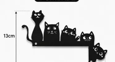 Cantoneira de Porta Gatinhos em MDF Preto 20 x 13 cm