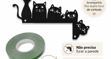 Cantoneira de Porta Gatinhos em MDF Preto 20 x 13 cm