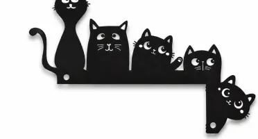 Cantoneira de Porta Gatinhos em MDF Preto 20 x 13 cm
