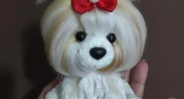 Miniatura Shitzu - Amigurumi de Crochê com Feltragem