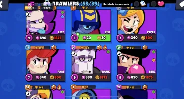 Brawl star conta upada com algumas Skin