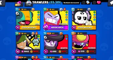 Brawl star conta upada com algumas Skin