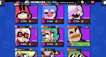 Brawl star conta upada com algumas Skin