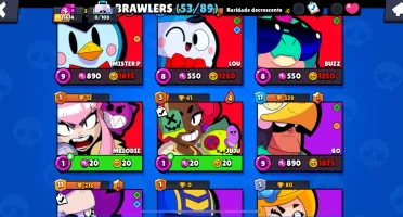 Brawl star conta upada com algumas Skin