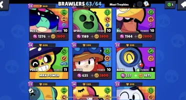 Conta Brawl Stars - Brawlers 63/64