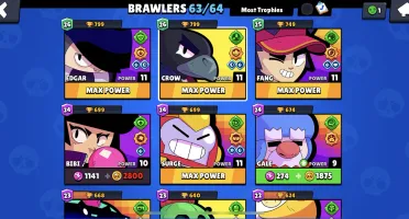 Conta Brawl Stars - Brawlers 63/64