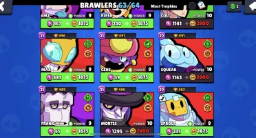 Conta Brawl Stars - Brawlers 63/64
