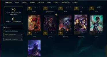 Conta platina 1 solo duo e plat 3 flex com 31 champ e 6 skin