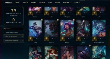 Conta platina 1 solo duo e plat 3 flex com 31 champ e 6 skin