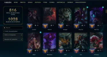 Ouro 2 com TODOS os Champs e 235 Skins ( JG / MID / ADC )