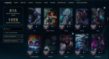 Ouro 2 com TODOS os Champs e 235 Skins ( JG / MID / ADC )