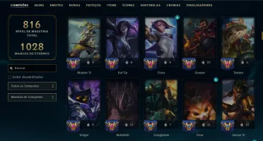 Ouro 2 com TODOS os Champs e 235 Skins ( JG / MID / ADC )