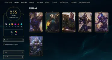 Ouro 2 com TODOS os Champs e 235 Skins ( JG / MID / ADC )