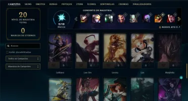 Ouro 3 com 50 Champs e 4 Skins