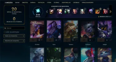 Ouro 3 com 50 Champs e 4 Skins