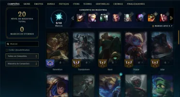 Ouro 3 com 50 Champs e 4 Skins
