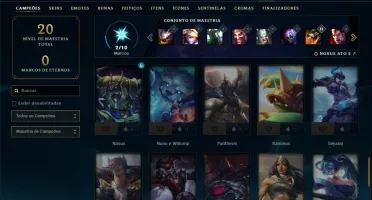 Ouro 3 com 50 Champs e 4 Skins