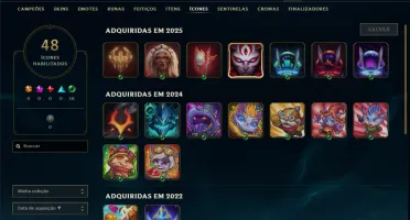 Ouro 3 com 50 Champs e 4 Skins