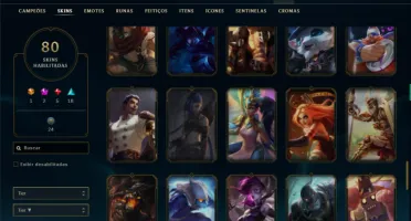 Unranked com 130 Champs e 80 Skins