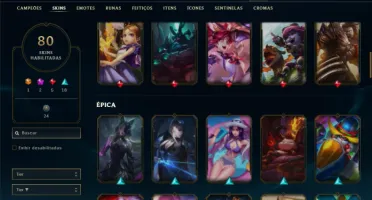 Unranked com 130 Champs e 80 Skins