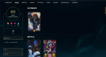 Unranked com 130 Champs e 80 Skins