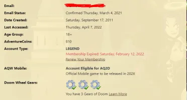 Conta Legend AQW