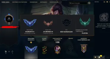 Conta de Lol - Diamante 2 - MMR BOM - 114 REAIS