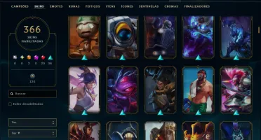Unranked com 150 Champs e 366 Skins +Icones raros 2012