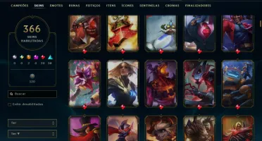 Unranked com 150 Champs e 366 Skins +Icones raros 2012