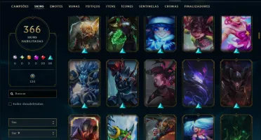 Unranked com 150 Champs e 366 Skins +Icones raros 2012