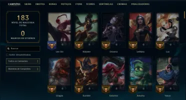 Unranked com 150 Champs e 366 Skins +Icones raros 2012