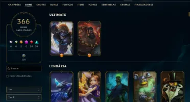 Unranked com 150 Champs e 366 Skins +Icones raros 2012