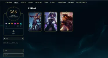 Unranked com 150 Champs e 366 Skins +Icones raros 2012