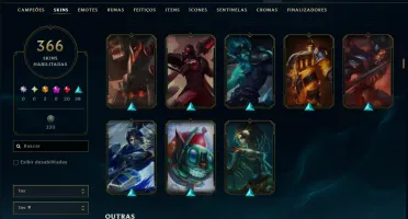 Unranked com 150 Champs e 366 Skins +Icones raros 2012
