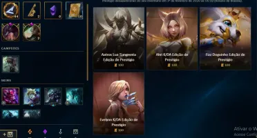CONTA LOL PLATINA 50 CHAMPS 19 SKINS
