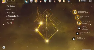 Conta Genshin AR50 - Zhongli C3, Qiqi, Livro 5* e +