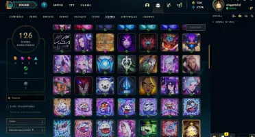 Conta Lol D4, nvl 124,29 skin e 18 frag,trofeu clash,90champ