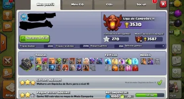 Conta clash of clans cv9 full com 12.140 gemas