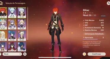 Conta Genshin AR31 - Diluc + Razor + 13 personagens