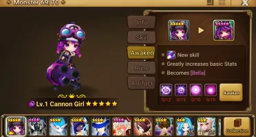 Reroll Summoners War lvl10 com Cannon Girl Dark - Bella