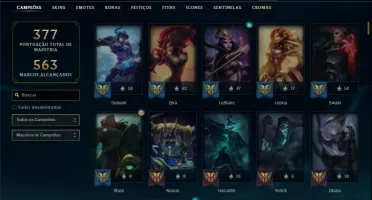 Conta bronze 1 com TODOS os champs e 101 Skins + 2 Raras