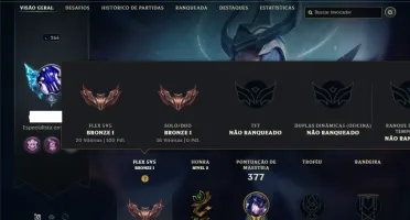 Conta bronze 1 com TODOS os champs e 101 Skins + 2 Raras