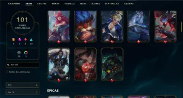 Conta bronze 1 com TODOS os champs e 101 Skins + 2 Raras
