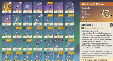 GENSHIN ARMA MEMORIA DA POEIRA 5 ESTRELAS AR16