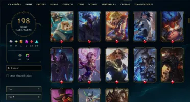 Ouro 4 com TODOS os Champs e 198 Skins ( SUP / ADC )