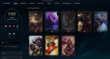 conta league of legends lvl 164. 100 skins