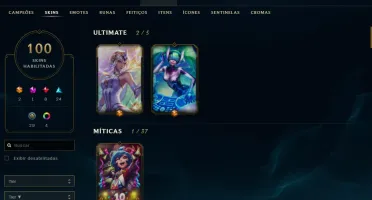 conta league of legends lvl 164. 100 skins
