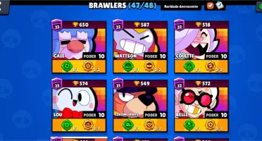 Brawl Starts (47/48) FULL ESTRELA + ACESSÓRIOS + NOME GRÁTIS